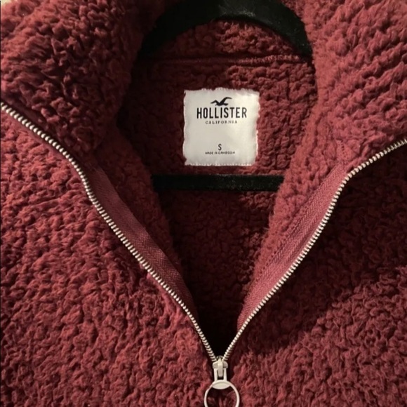 HOLLISTER Burgundy Teddy Pullover Sweater Small Junior’s  Womens - Picture 6 of 9